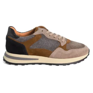 57888 Sneaker aus grauem, blauem und beigem Wildleder